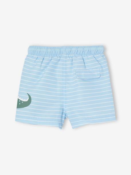 Swim Shorts with Crocodile Print, for Baby Boys striped blue - vertbaudet enfant 