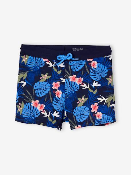 Swim Boxers with Tropical Print for Boys - navy blue, Boys