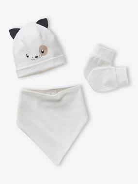 Bébé-Accessoires-Bonnet, écharpe, gants-Ensemble chien bonnet + moufles + foulard bébé imprimé personnalisable