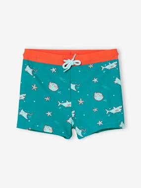 -Swim Shorts with Maritime Print, for Baby Boys