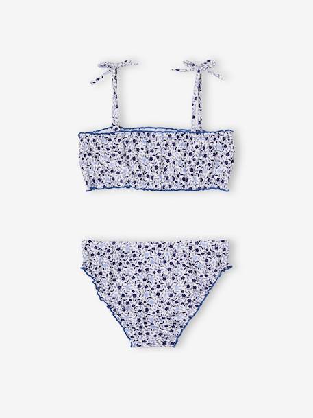 Maillot de bain 2 pièces fleuri fille bleu - vertbaudet enfant 