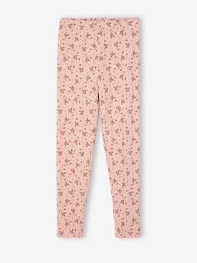 Girls-Trousers-Floral Print Leggings in Fancy Openwork, for Girls