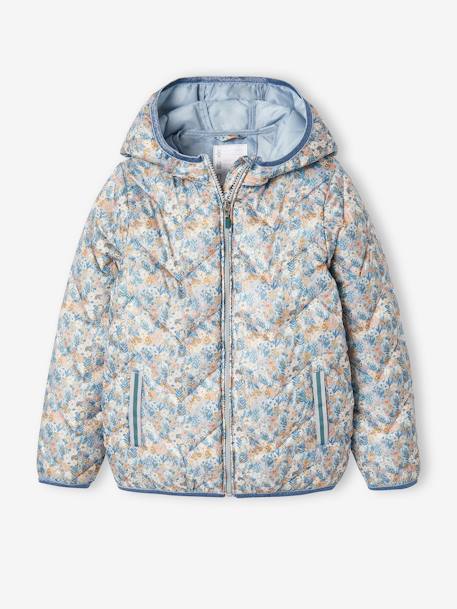 Lightweight Padded Jacket with Hood & Printed Motifs for Girls 6386+6636+BLUE MEDIUM ALL OVER PRINTED+PINK MEDIUM ALL OVER PRINTED+YELLOW MEDIUM ALL OVER PRINTED - vertbaudet enfant 