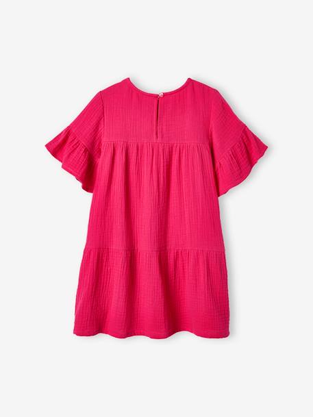 Cotton Gauze Dress for Girls raspberry pink+rosy apricot+sky blue - vertbaudet enfant 