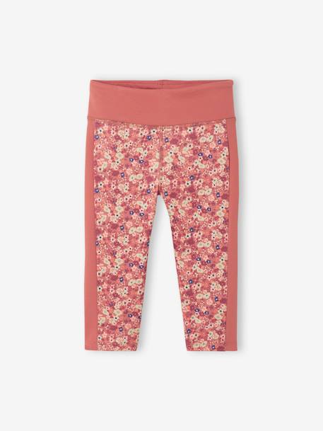 Sports Combo: T-Shirt & Cropped Trousers with Iridescent 'sunrise' Motif, for Girls ecru - vertbaudet enfant 