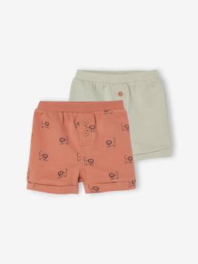 -Pack of 2 Fleece Shorts, for Babies