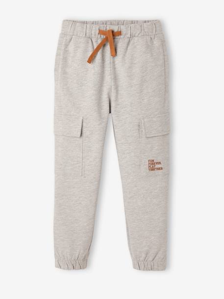 Joggers with Cargo-Style Pockets for Boys marl grey - vertbaudet enfant 