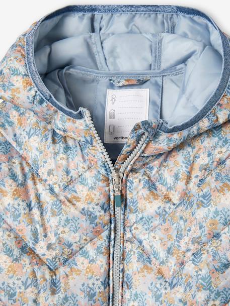 Lightweight Padded Jacket with Hood & Printed Motifs for Girls 6386+6636+BLUE MEDIUM ALL OVER PRINTED+PINK MEDIUM ALL OVER PRINTED+YELLOW MEDIUM ALL OVER PRINTED - vertbaudet enfant 