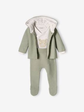Baby-Outfits-3-Piece Ensemble in Garter Stitch for Newborn Babies