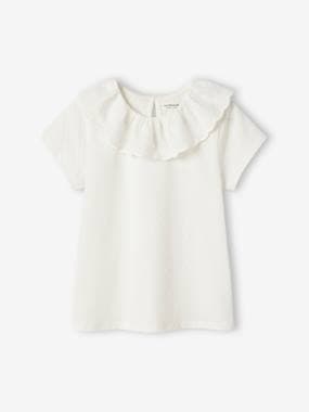 Girls-Tops-Top with Frilled Collar in Broderie Anglaise for Girls