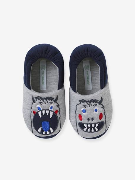 Monster Slippers with Velour Interior for Children marl grey - vertbaudet enfant 