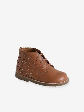 -Lace-Up Ankle Boots in Leather for Babies