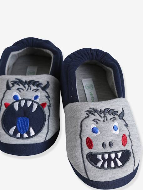 Monster Slippers with Velour Interior for Children marl grey - vertbaudet enfant 