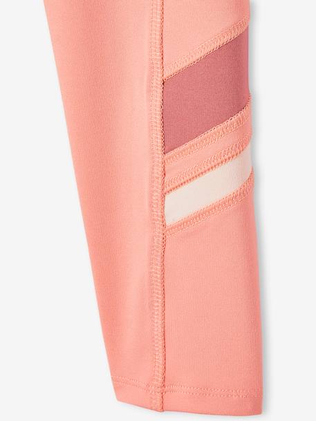 Sports Leggings in Techno Fabric & Striped on the Ankles for Girls apricot - vertbaudet enfant 