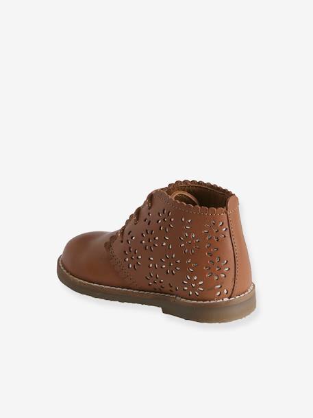 Lace-Up Ankle Boots in Leather for Babies camel - vertbaudet enfant 
