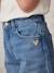 Jean fille large bas effiloché denim bleached+gris+stone - vertbaudet enfant 