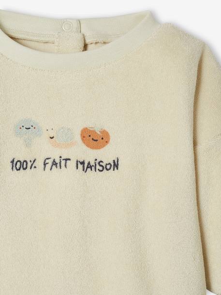 Sweatshirt & Trouser Combo in Towelling, for Babies ecru - vertbaudet enfant 