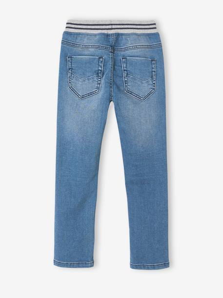 Jean garçon droit facile à enfiler denim effet molleton BRUT FONCE+denim black+denim bleached+denim gris+double stone+STONE MOYEN - vertbaudet enfant 