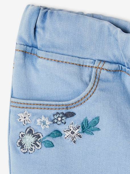 Vertbaudet Wide Hip, MorphologiK Embroidered Slim Leg Waterless Jeans, for Girls Dark Blue