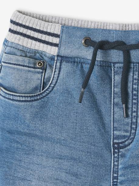 Jean garçon droit facile à enfiler denim effet molleton BRUT FONCE+denim black+denim bleached+denim gris+double stone+STONE MOYEN - vertbaudet enfant 
