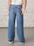 Jean fille large bas effiloché denim bleached+gris+stone - vertbaudet enfant 