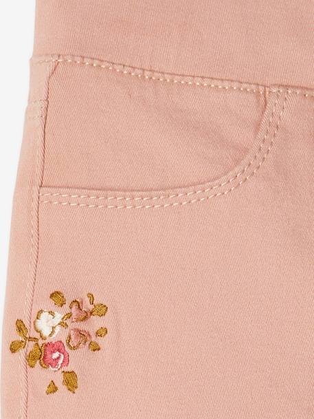 WIDE Hip, Embroidered MorphologiK Treggings, for Girls GREEN DARK SOLID WITH DESIGN+rosy - vertbaudet enfant 