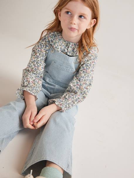 Striped Dungarees for Girls - striped blue, Girls
