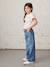 Jean fille large bas effiloché denim bleached+gris+stone - vertbaudet enfant 