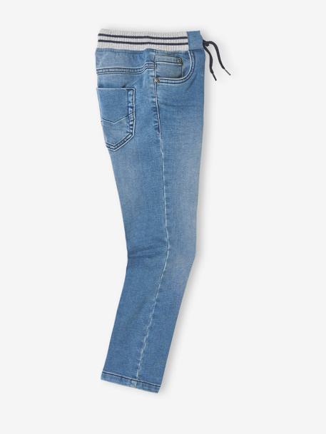 Jean garçon droit facile à enfiler denim effet molleton BRUT FONCE+denim black+denim bleached+denim gris+double stone+STONE MOYEN - vertbaudet enfant 