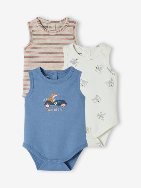 Pack of 3 Sleeveless Bodysuits for Babies turmeric - vertbaudet enfant 
