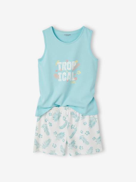 Pack of 2 'Tropical' Pyjamas for Girls aqua green - vertbaudet enfant 