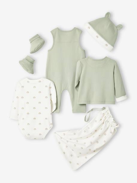 6-Piece Newborn Kit + Pouch aqua green+mauve - vertbaudet enfant 
