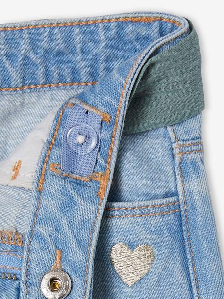 Wide Jeans & Cotton Gauze Belt, Ankle Length, for Girls double stone+stone - vertbaudet enfant 