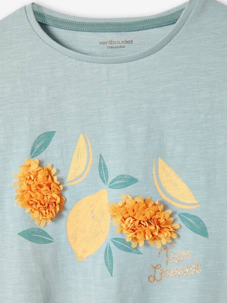 T-shirt fille animation relief et détails irisés fille abricot+bleu ciel+écru+encre+rayé marine+vert amande - vertbaudet enfant 