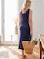 Long Sleeveless Dress in Rib Knit for Maternity navy blue - vertbaudet enfant 