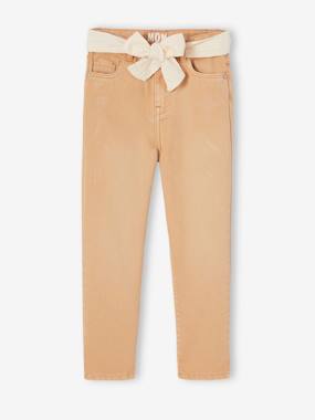 Fille-Pantalon Mom et sa ceinture en gaze de coton fille
