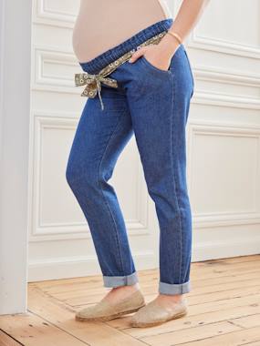 Maternity-Trousers-Paperbag Jeans with Belt for Maternity