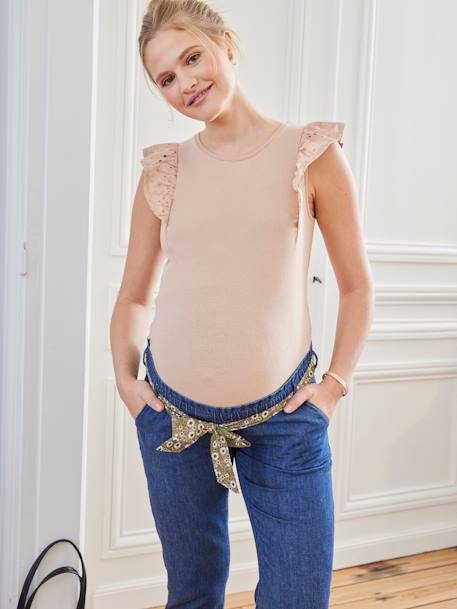 Dual Fabric T-Shirt for Maternity rose beige - vertbaudet enfant 