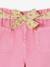 Paperbag Cropped Trousers with Floral Belt for Girls rose+sky blue - vertbaudet enfant 