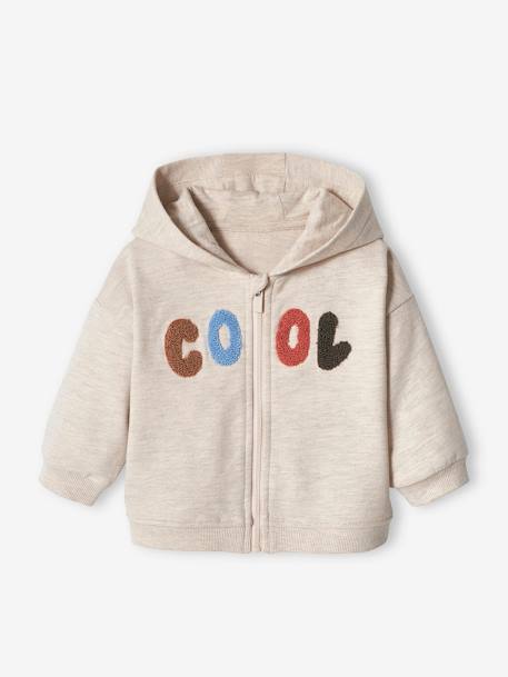 Sweat bébé zippé à capuche bleu ciel+écru - vertbaudet enfant 