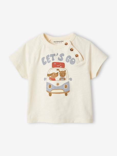 Ensemble tee-shirt manches courtes + pantalon bébé écru - vertbaudet enfant 