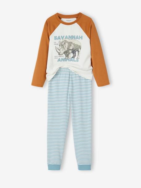 Pyjamas with Rhinos & Raglan Sleeves, for Boys ecru - vertbaudet enfant 