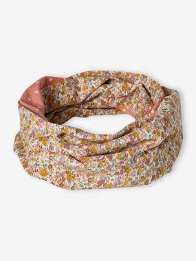 Fille-Accessoires-Bonnet, écharpe, gants-Snood fille réversible fleurs/coeurs