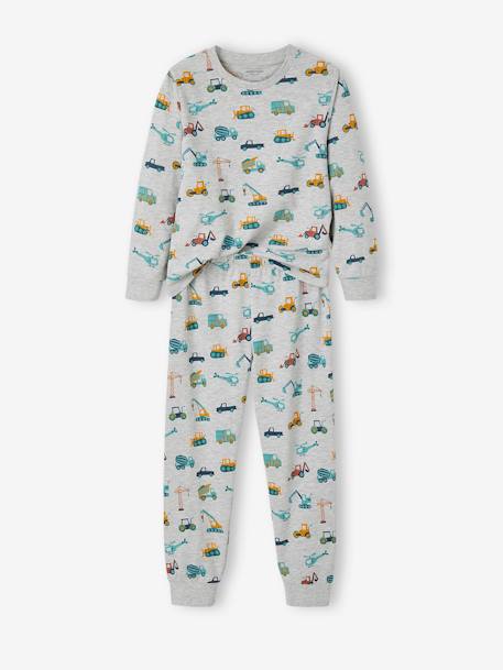 Lot pyjama + pyjashort 'chantier' garçon gris chiné - vertbaudet enfant 