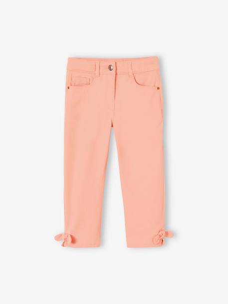 Cropped Trousers with Bows for Girls peach+PINK MEDIUM SOLID - vertbaudet enfant 