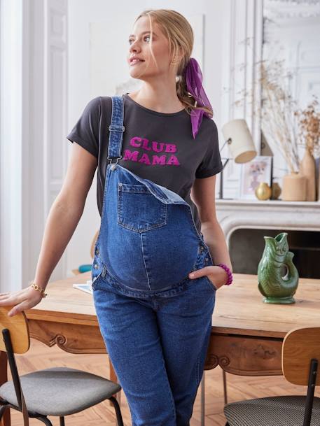 T-shirt à message de grossesse en coton bio personnalisable anthracite+vieux rose - vertbaudet enfant 