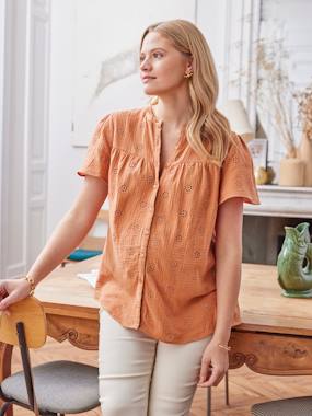 -Blouse gaze de coton brodé grossesse et allaitement