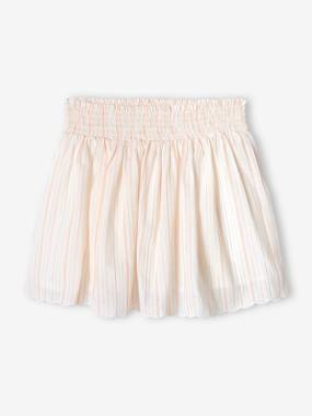 Girls-Striped Occasionwear Skirt, Shimmery Thread, for Girls