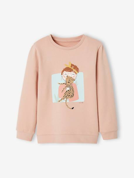 Sweatshirt with Motif, for Girls rosy+sky blue - vertbaudet enfant 