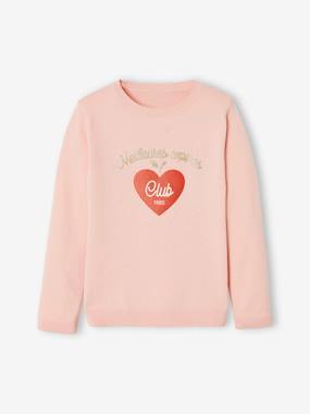 Girls-Cardigans, Jumpers & Sweatshirts-Jumper with Iridescent Motif for Girls